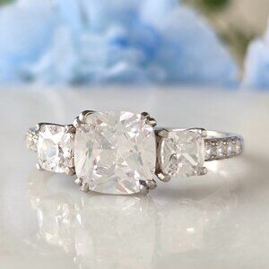Cushion Cut Sterling Silver 925 Engagement, Charmed Aroma Wedding Ring